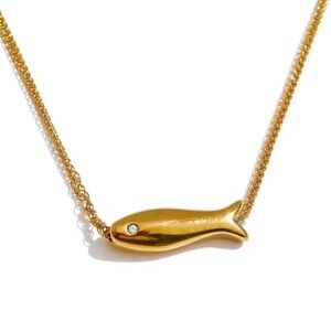 Gold Fish Pendant Necklace